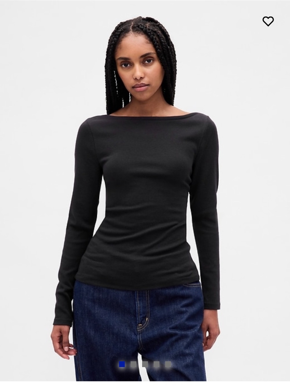 Gap Black Long-Sleeve Boatneck Top